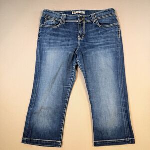BKE Jeans Womens Size 30 Britni Capri Stretch BOHO Twine Embroidered 19” Inseam